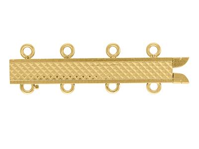 Fermoir Rectangulaire guilloché 25 mm, 4 rangs, Or jaune 18k. Réf.07112-4 bis