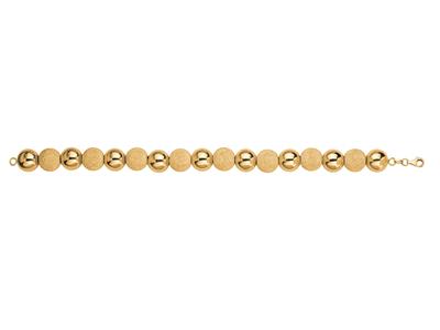 Bracelet Boules 12 mm légères alternées 11 lisses et laser, 20 cm, Or jaune 18k