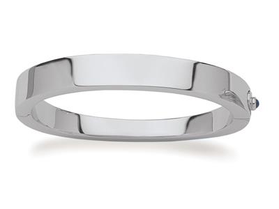 Bracelet Jonc fil carré asymétrique 6,1010,2 mm, 59 mm, Or gris 18k