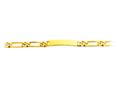 Bracelet identité maille Alternée 11 serrée 7 mm, 20 cm, Or jaune 18k