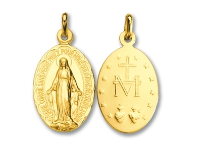 Médaille Vierge miraculeuse, 20 mm, Or jaune 18k
