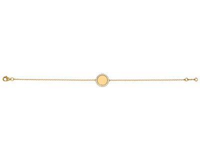 Bracelet Jeton serti diamants 0,19ct, 17,5 cm, Or jaune 18k