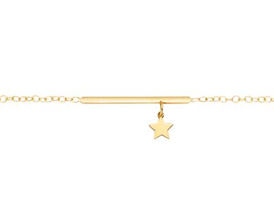 Bracelet Barette étoile, 17-18 cm, Or jaune 18k