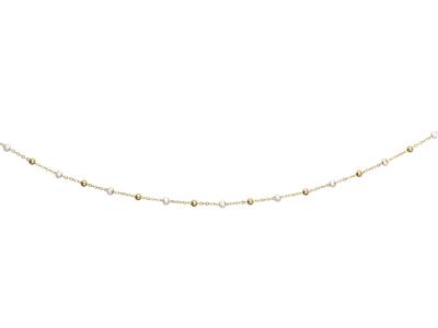 Collier Boules blanches, 42-45 cm, Or jaune 18k