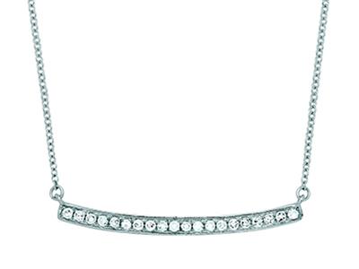 Collier Barrette diamants 0,12ct, chaîne Forçat ordinaire, 42-44-45 cm, Or gris 18k