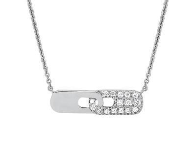 Collier motif Lien sur chaîne, diamants 0,05ct, 4042 cm, Or gris 18k