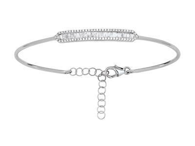Bracelet Jonc, diamants ronds et baguettes 0,48ct, 58 x 48 mm, Or gris 18k