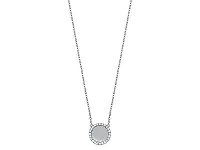 Collier Jeton serti diamants 0,19ct, 42 cm, Or gris 18k