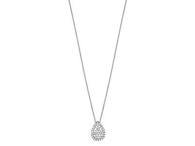 Collier pendentif diamants 0,14ct, forme poire 10 mm 40-42 cm, Or gris18k