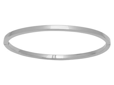 Bracelet Jonc ouvrant, fil carré massif 6 mm, 63 x 53 mm, Or gris 18k