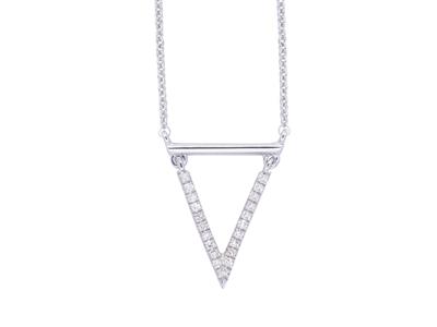 Collier motif Pointe, diamants 0,06ct, 38-40-42 cm, Or gris 18k