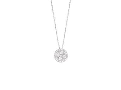 Collier motif Rond, diamants 0,33ct, 40-42 cm, Or gris 18k