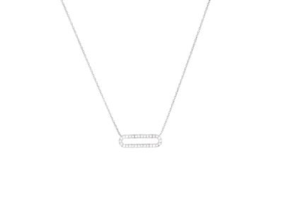 Collier motif Rectangle 16 x 5 mm, diamants 0,15ct, 40-42 cm, Or gris 18k