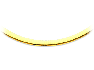 Collier Oméga 6 mm feuille de sauge réversible, 45 cm, Or bicolore 18k