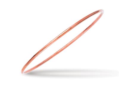 Bracelet Jonc massif, fil rond 2 mm, forme ronde 65 mm, Or rouge 18k