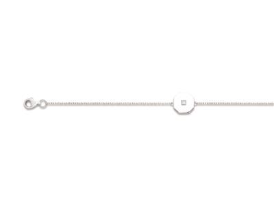 Bracelet chaîne, motif Octogone avec Zircones 10 mm, 19 cm, Argent 925 rhodié - Image Standard - 1