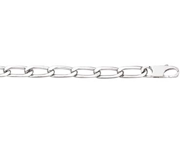 Bracelet maille Cheval 4 faces 6 mm, 21 cm, Argent 925 rhodié