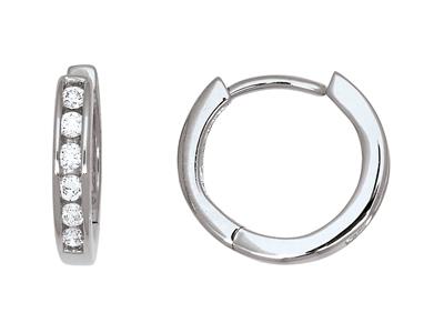 Créoles diamants 1/2 serties 0,13ct, Or gris 18k - Image Standard - 1