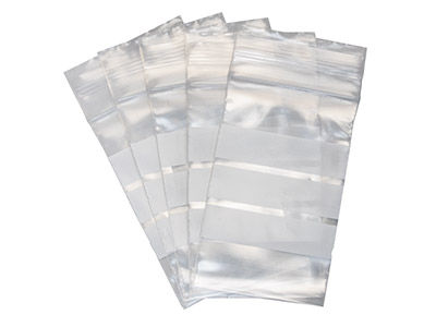 Sachets à zip mini, 35 x 60 mm, Plastique avec bandes blanches, sachet de 100