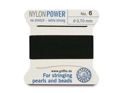Cordon Nylon Power Griffin n 6, noir 0,70 mm, 2 mètres