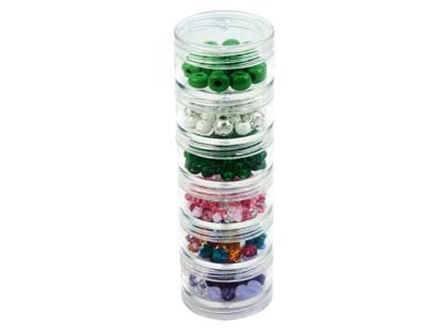 Boîtes rondes pour perles, petit modèlen 4,1 cm, Beadalon , lot de 6